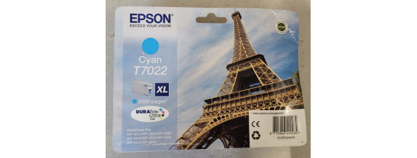 Tintenpatrone Epson T7022XL Cyan Neu OVP B-Ware WP-4015 WP-4025 . 01.2019 
