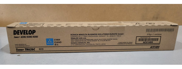 Toner Develop TN626C Cyan ACV14D0 Neu OVP A-Ware Original ineo+ C650i  