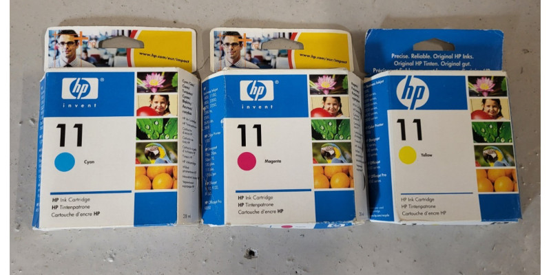 3 Tintenpatronen HP 11 C4836AE C4837AE C4838AE Neu OVP Business Inkjet 1000  