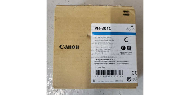 Tintenpatrone Canon PFI-301C Cyan 1487B001 Neu OVP Original iPF 8000 03.2016 Rg 